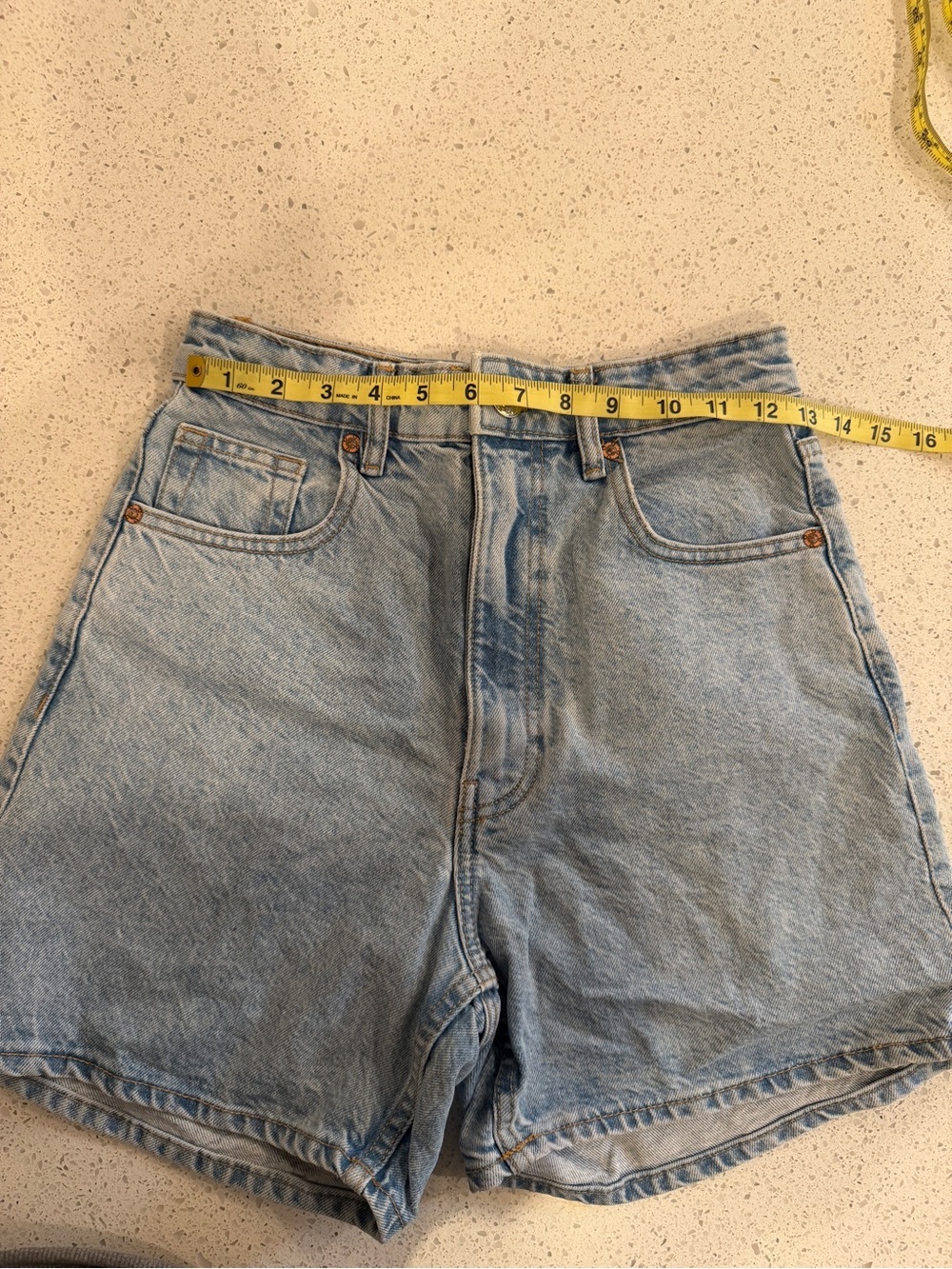 Zara Light Blue Denim High-Waist Mom Short